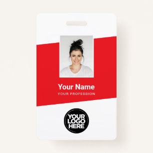 Modern Employee Photo, Bar Code, Logo, Name ID Badge