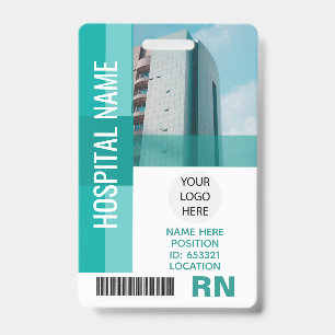 Modern Employee Photo, Bar Code, Logo, Name ID Badge