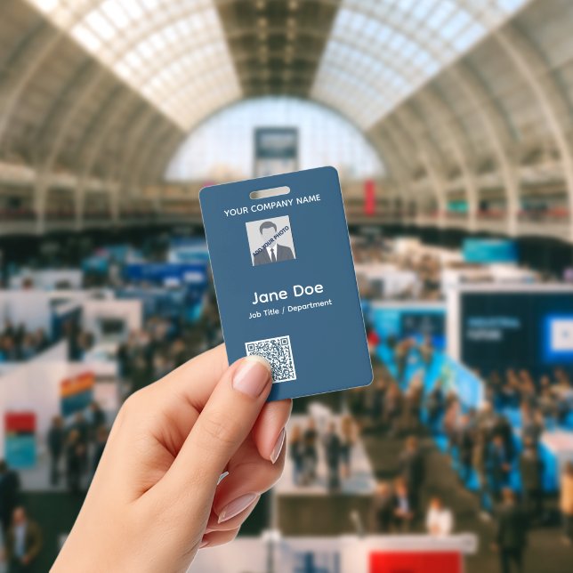 Modern Employee Photo ID Badge with QR Code (Conference)