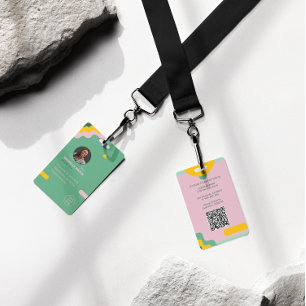 Modern Employee Photo ID Company Security QR Badge