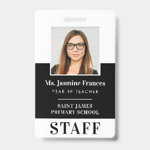 MODERN EMPLOYEE PHOTO ID simple black Badge