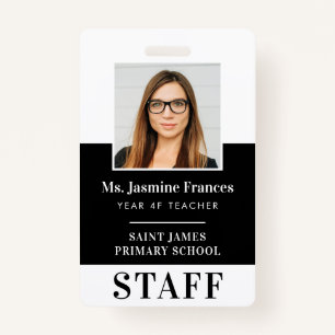 MODERN EMPLOYEE PHOTO ID simple black ID Badge