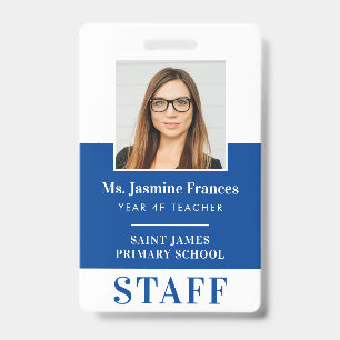 MODERN EMPLOYEE PHOTO ID simple royal blue Badge