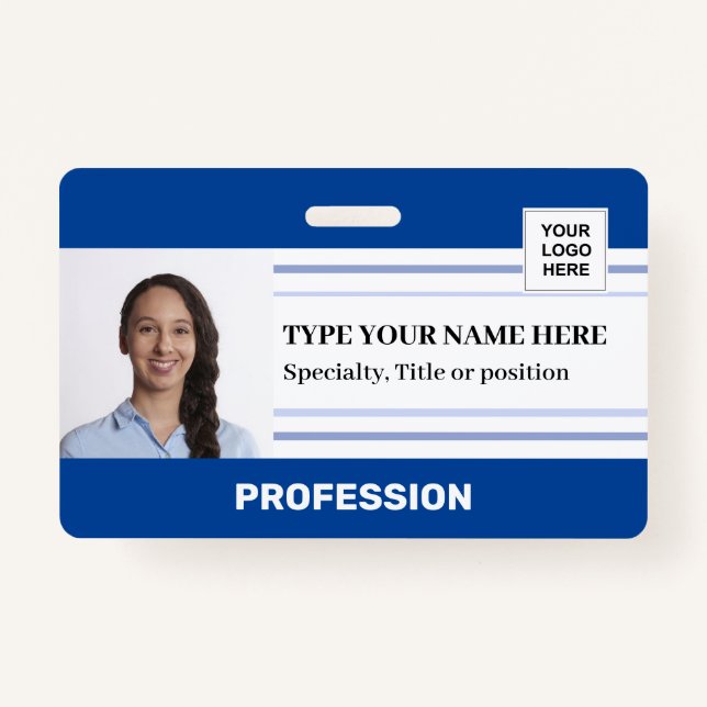 Modern Employee Photo Logo Barcode Name Badge ID Badge (Front)