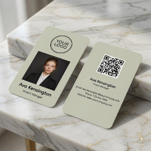 Modern Employee Photo QR Code Business Card
