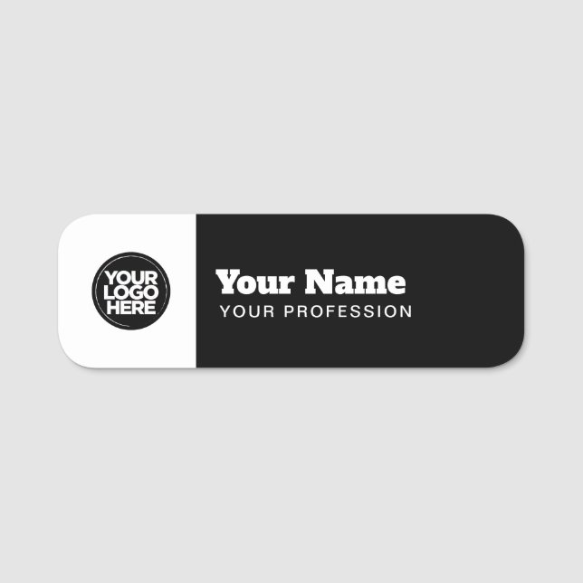 Modern Employee Pin Name Tag or Magnetic with Logo (Front)