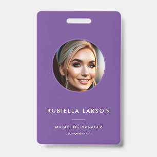 Modern Employee Professional ID photo Purple QR Badge