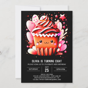Modern Enchanted Chocolate Muffin Girl Birthday Invitation