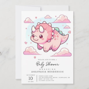 Modern Enchanted Dinosaur Baby Shower Invitation