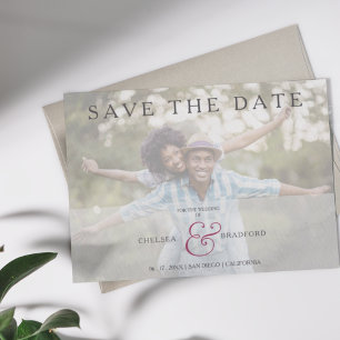 Modern Engaged Couple Photo and Save the Date Invitation