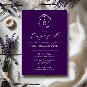 Modern Engagement Invitation Designs Dark Purple