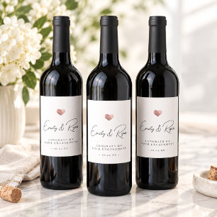 Modern Engagement Party Congratulations Rose Gold Wine Label