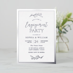 Modern Engagement Party Leaf Silver