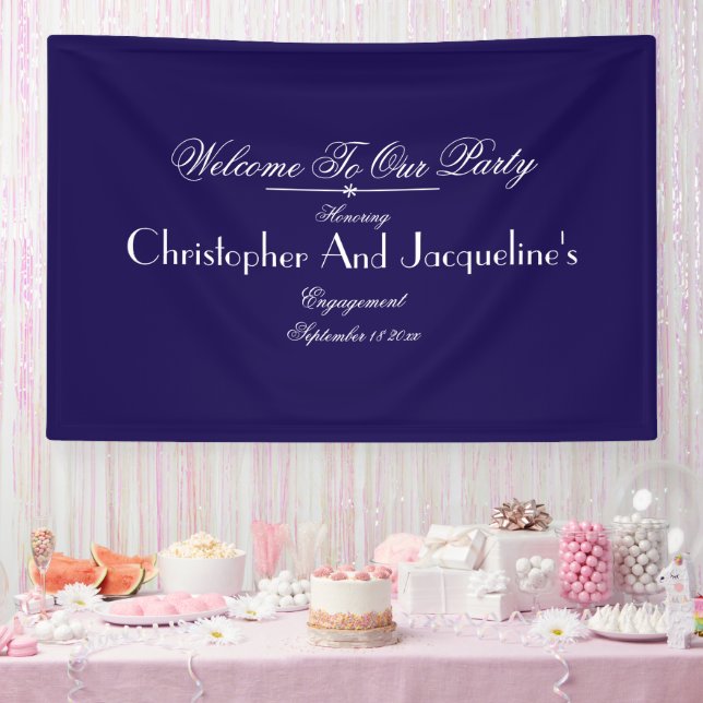 Modern Engagement Party Script Names Chic Welcome  Banner (Party)