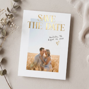Modern Engagement Photo Save The Date Foil Card
