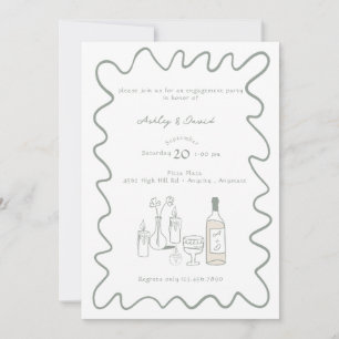 Modern Engagement Whimsical Wedding Invitations