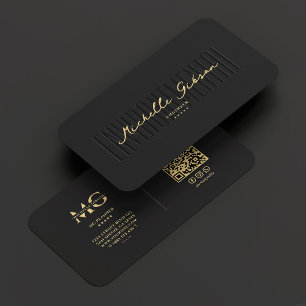 Modern Environmental Engineer Monogram Black Business Card