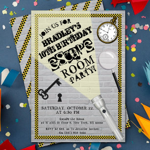 Modern Escape Room Party Any Age Birthday Invitation
