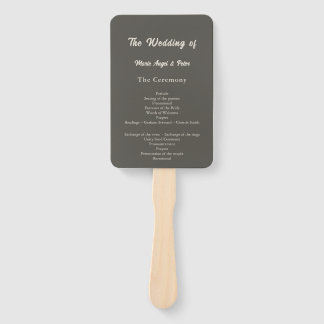 Modern Espresso Brown Order of Service Program Hand Fan