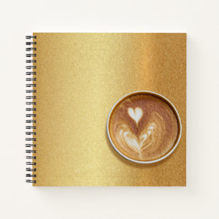 Modern Espresso Coffee Cup Photo Cool Golden Notebook
