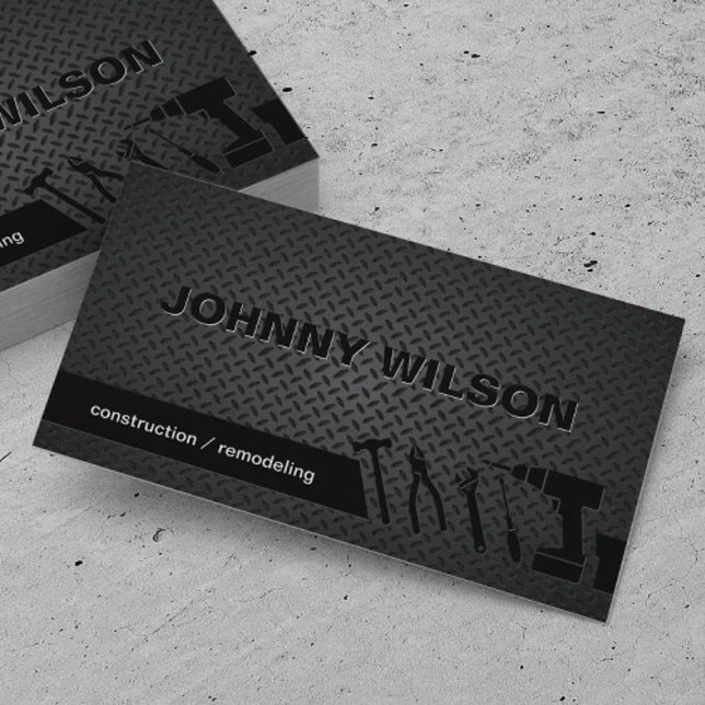 Modern Etch Black Metal Plate Construction Business Card (Creator Uploaded)
