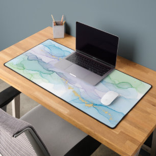 Modern Ethereal Alcohol Ink Abstract Pastel Desk Mat