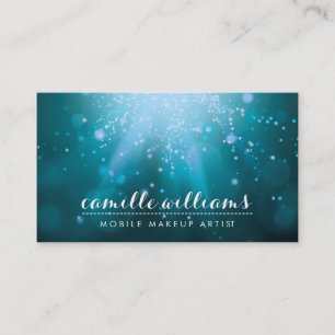 MODERN ETHEREAL BOKEH whimsical magic aqua blue Business Card