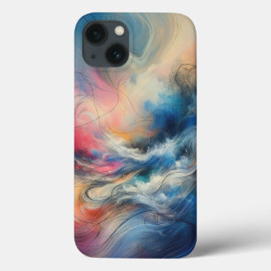Modern Ethereal Cloud Flow Phone Case Vibrant Blue