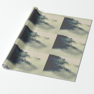 Modern, Ethereal forested mountain scene  Wrapping Paper