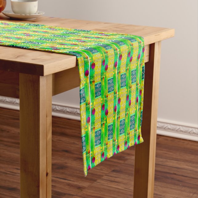 Modern Ethnic Geometric Short Table Runner (In Situ)