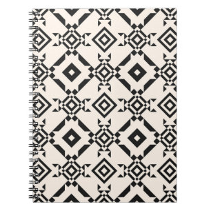 Modern ethnic ornament. Black and white vintage ge Notebook