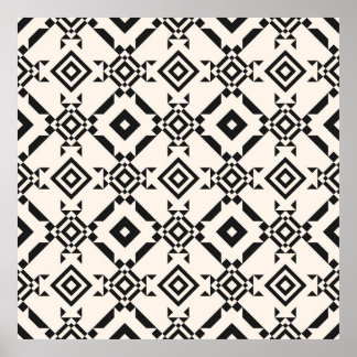 Modern ethnic ornament. Black and white vintage ge Poster
