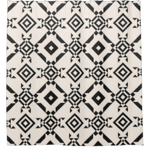 Modern ethnic ornament. Black and white vintage ge Shower Curtain