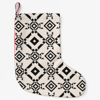 Modern ethnic ornament. Black and white vintage ge Small Christmas Stocking