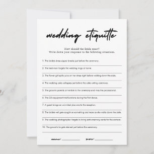 Modern Etiquette 911 Bridal Shower Game Card