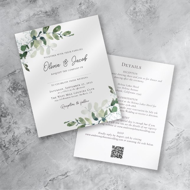 Modern Eucalyptus All in One Wedding Invitation (Creator Uploaded)