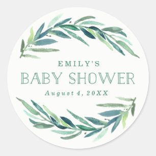 Modern Eucalyptus   Baby Shower Classic Round Sticker