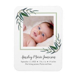Modern Eucalyptus Botanical New Baby Photo Magnet