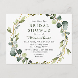 Modern Eucalyptus Bridal Shower Invitation Card 