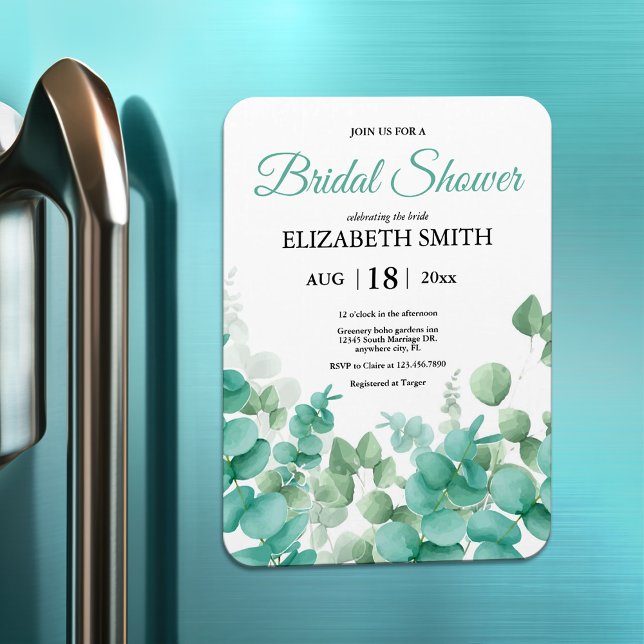 Modern Eucalyptus Bridal Shower Invitation Magnet (Creator Uploaded)
