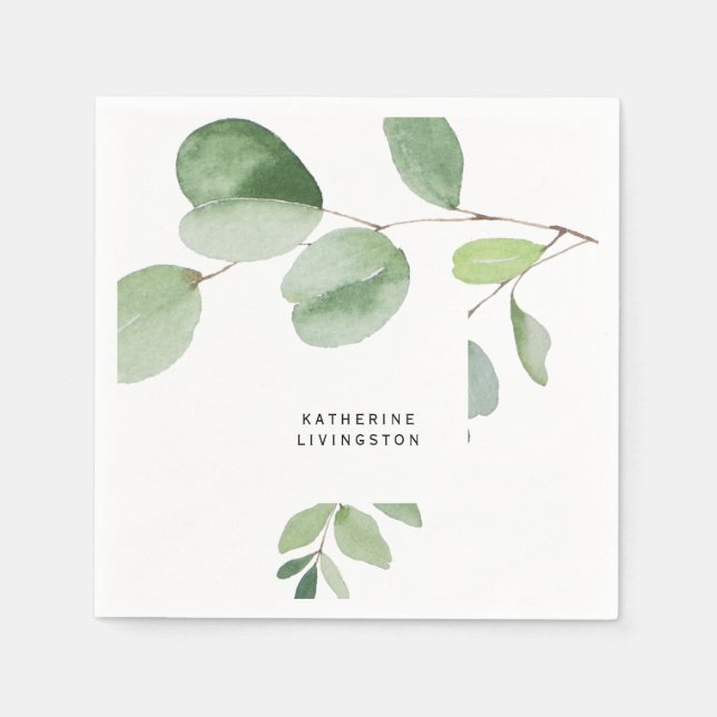 Modern Eucalyptus Bridal Shower  Napkin (Front)