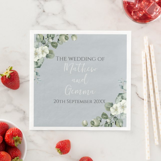 Modern Eucalyptus Design Wedding Napkin (Insitu)