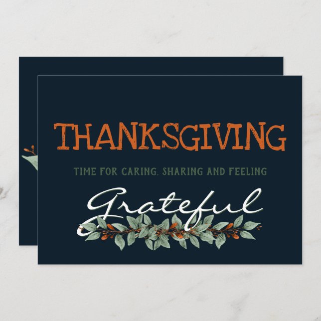 Modern Eucalyptus |Feeling Grateful |Thanksgiving Holiday Card (Front/Back)