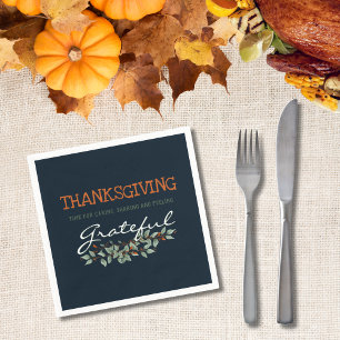 Modern Eucalyptus Feeling Grateful Thanksgiving Napkin