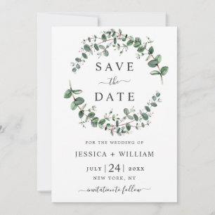 Modern Eucalyptus Floral Geometric Frame Wedding S Save The Date