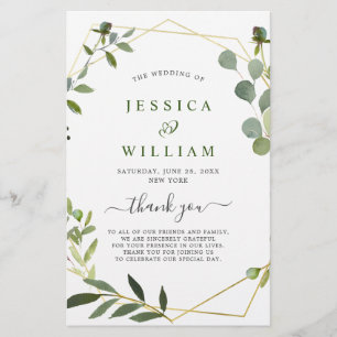 Modern Eucalyptus Floral Wedding Ceremony Program