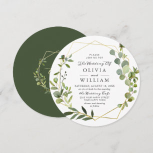 Modern Eucalyptus Foliage Geometric Frame Wedding Invitation
