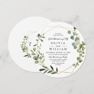 Modern Eucalyptus Foliage Geometric Frame Wedding Invitation
