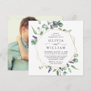 Modern Eucalyptus Foliage PHOTO ENGAGEMENT PARTY Invitation