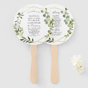 Modern Eucalyptus Foliage Wedding Program Hand Fan
